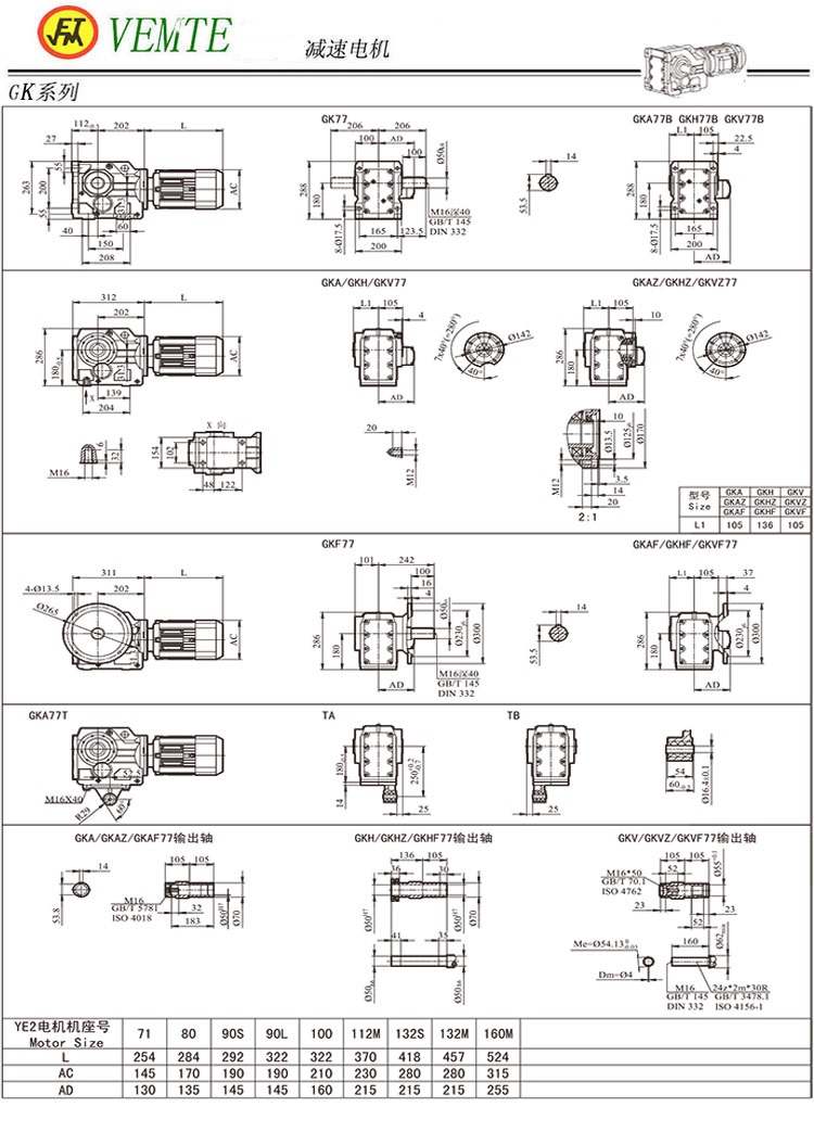 K77減速機圖紙,TK78齒輪減速電機尺寸圖
