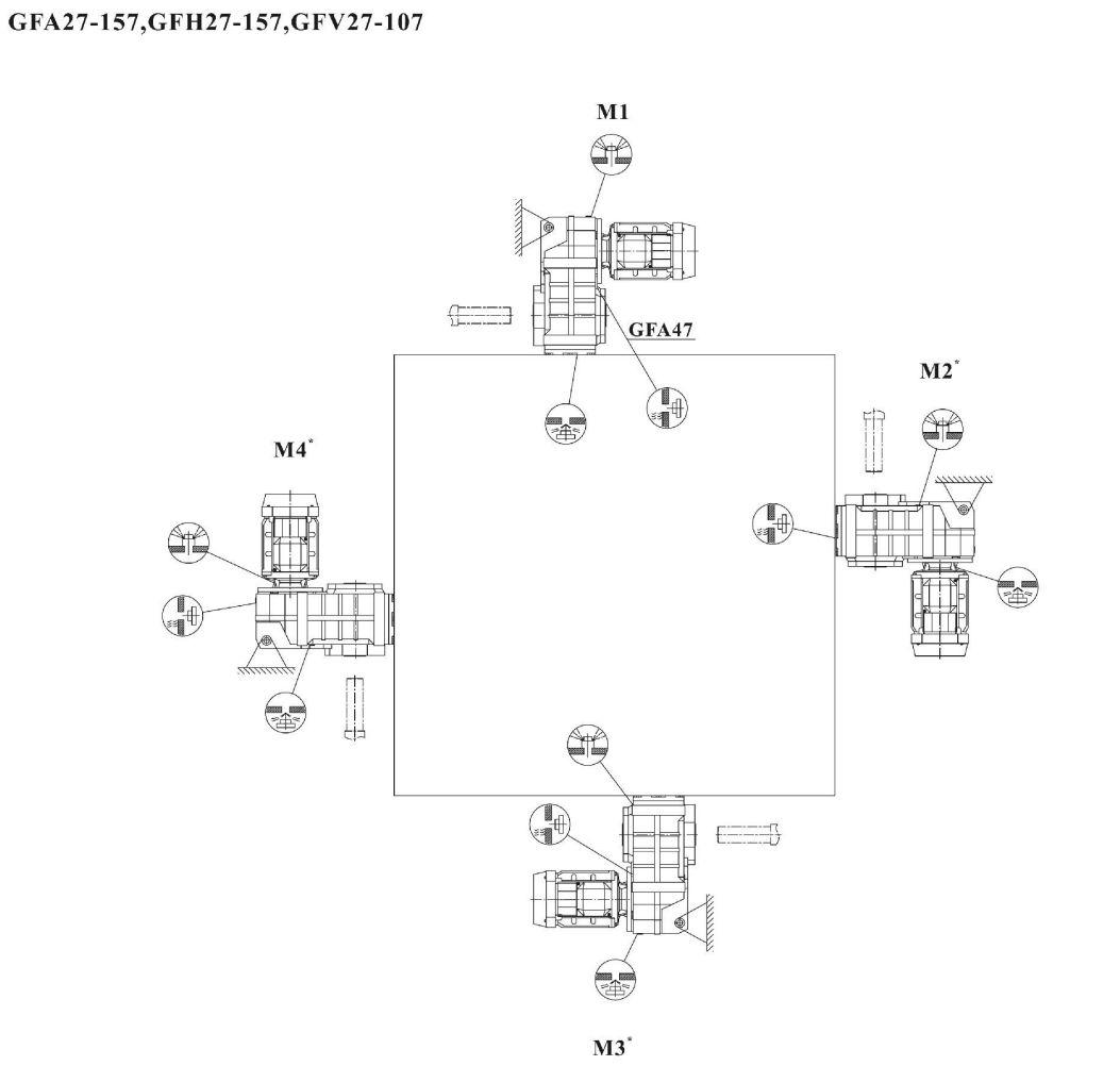 FA FH FV27-107減速機(jī)安裝方位圖